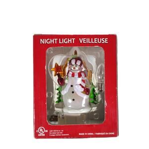 Figural Christmas Nightlight 6in Snowman 3D Holiday Plug In Light Decor
